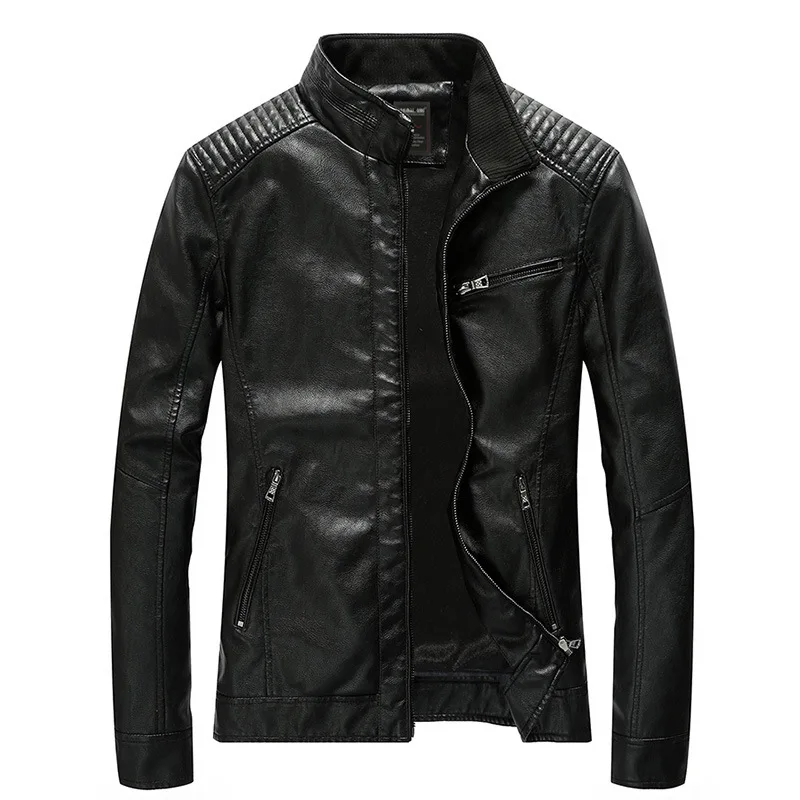 

Spring Autumn Men's PU Leather Jacket Stylish Men Zipper Business Leather Coats Men Windbreaker Motorcycle Jackets Clothing