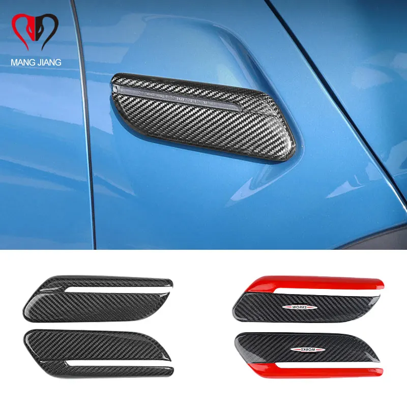 For Car Auto For Mini Cooper F55 F56 F57 2022 Exterior Side Fender Cover Sticker Real Carbon Fiber Signal Light Case Accessories