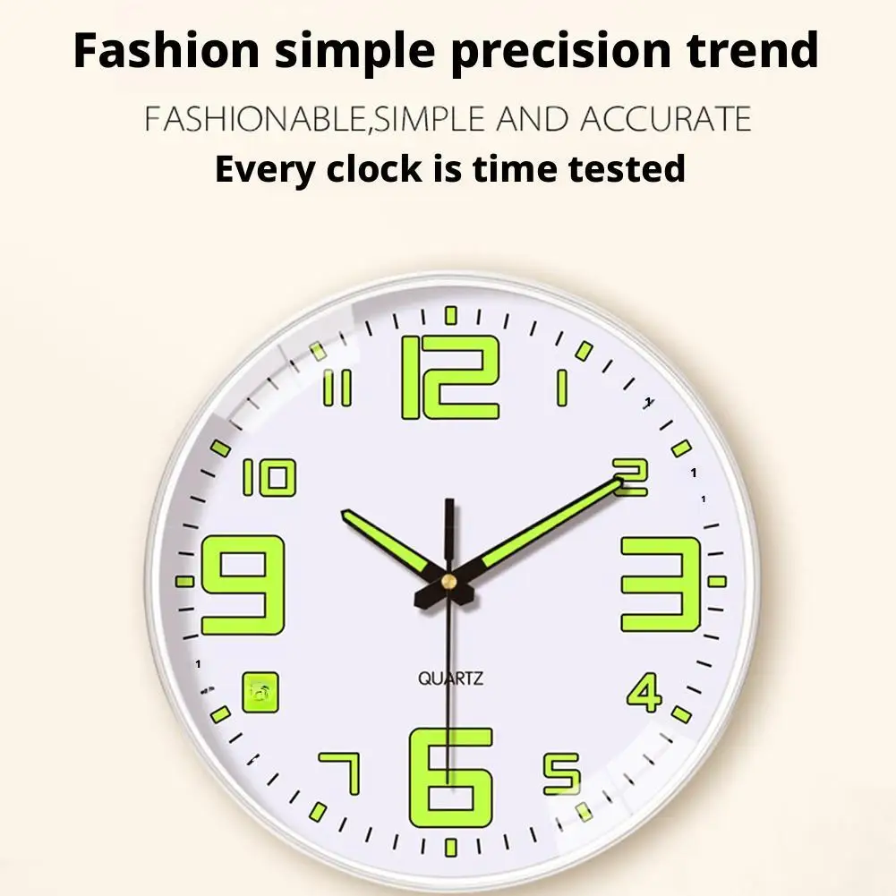 Luminous Quartz Clock 8inch 20cm Kitchen Living Room Bedroom Silent Noiseless Wall Clock Big Characters Clock Home Decoration view 3