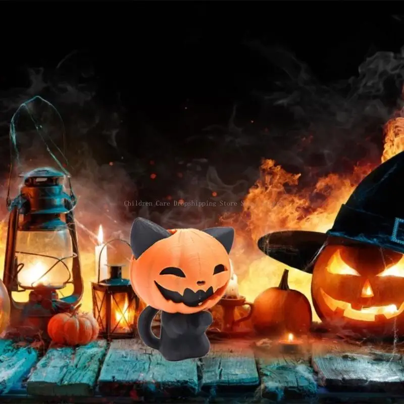 تمثال الهالوين التفاعلي للقطط الصغيرة، مادة آمنة، لعبة مكتبية مصغرة لتخفيف التوتر والديكور المنزلي