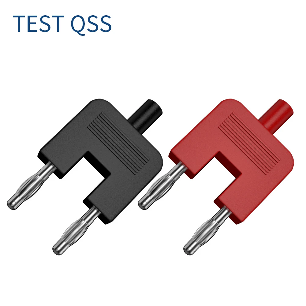 QSS 2PCS 4MM Banana Plug Connector Short Circuit Double Adapter Double Row One Female Divides Two Males Spacing 19MM   Q.20007