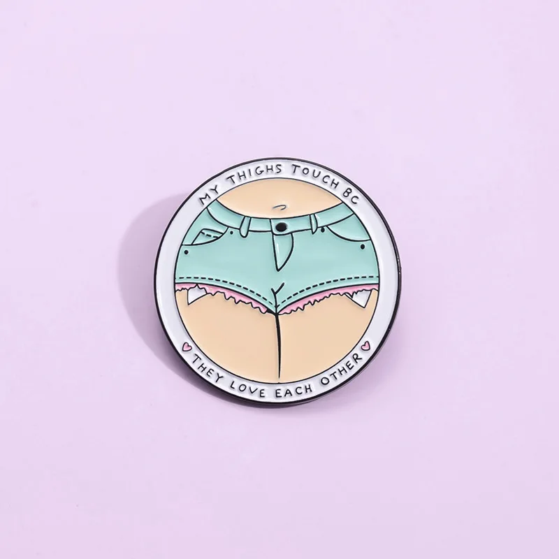 Sexy Anime Girl Enamel Pins My Thighs Touch Pale Brooches Lapel Backpack Hat Badges Miniskirt Thigh Jewelry Gift for Friends