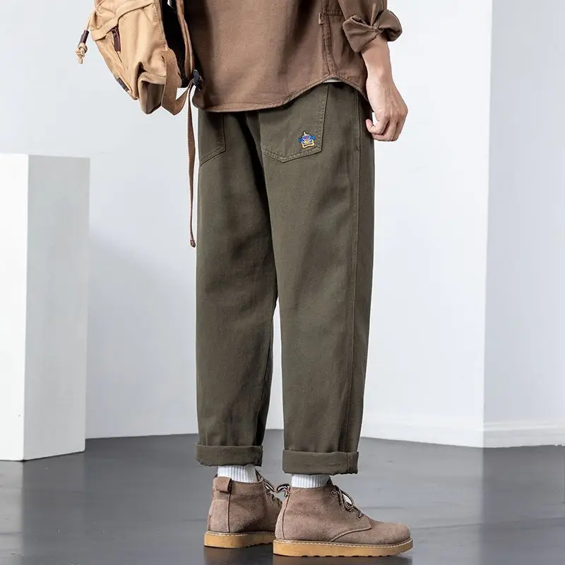 Summer Autumn New Male Loose Casual Harajuku Y2K Ankle Length Cargo Pants Men Elastic Waist All-match Vintage Lantern Trousers