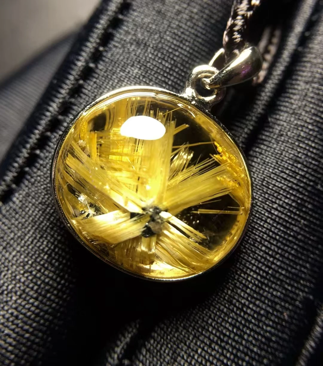 

Подвеска из натурального золота с рутилированным кварцем, овальный цветок, ювелирные изделия из рутилированного кварца 18,4*16,5*9 мм для мужчин и женщин, Бразилия AAAAAAA