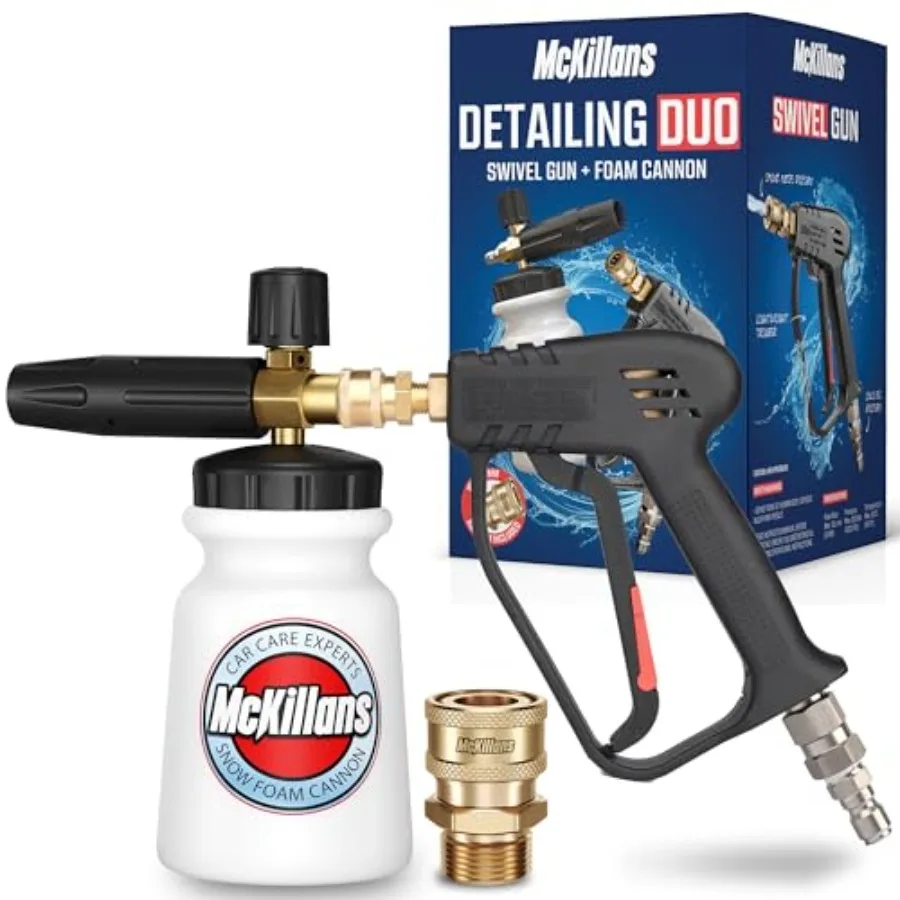 

Пистолет для мойки высокого давления с поворотным механизмом и пенной насадкой для штекера 3/8 дюйма и быстроразъемного соединителя 1/4 дюйма, регулируемая насадка для густой пены, широкое распыление