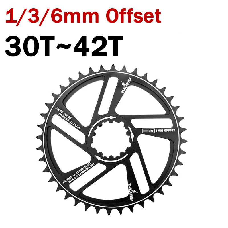 MTB Bicycle Chainring 1mm 3mm 6mm Offset Mountain Bike Sprocket 3 Bolts Crown 32T 34T 36T 38T Bicycle Star for SRAM GXP Crankset