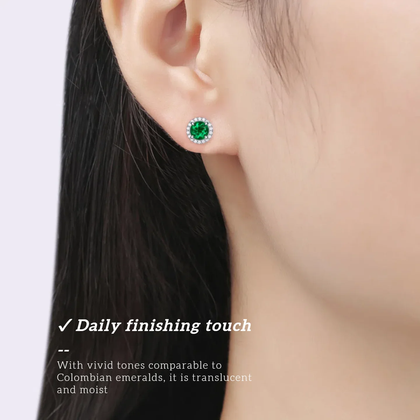 1CT التعميم مختبر نمت الزمرد وأقراط S925 الفضة النقية 18K مطلية بالذهب صديقة للبيئة الأحجار الكريمة والمجوهرات هدية لها #4