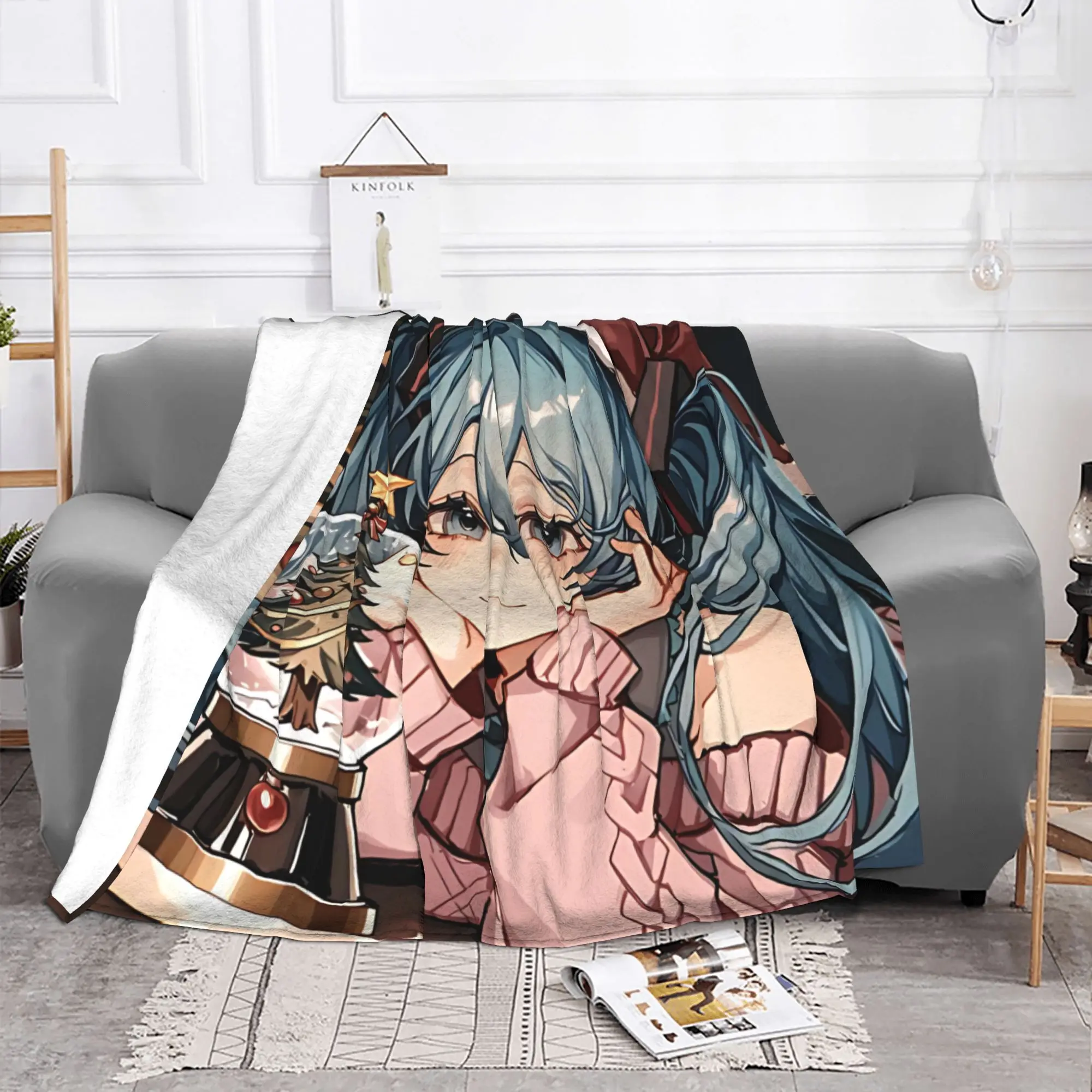 1PC home Cutecore Your Christmas Gift  Hatsune Miku  Blanket Super Cosy Plush Home Living Room Sofa halloween