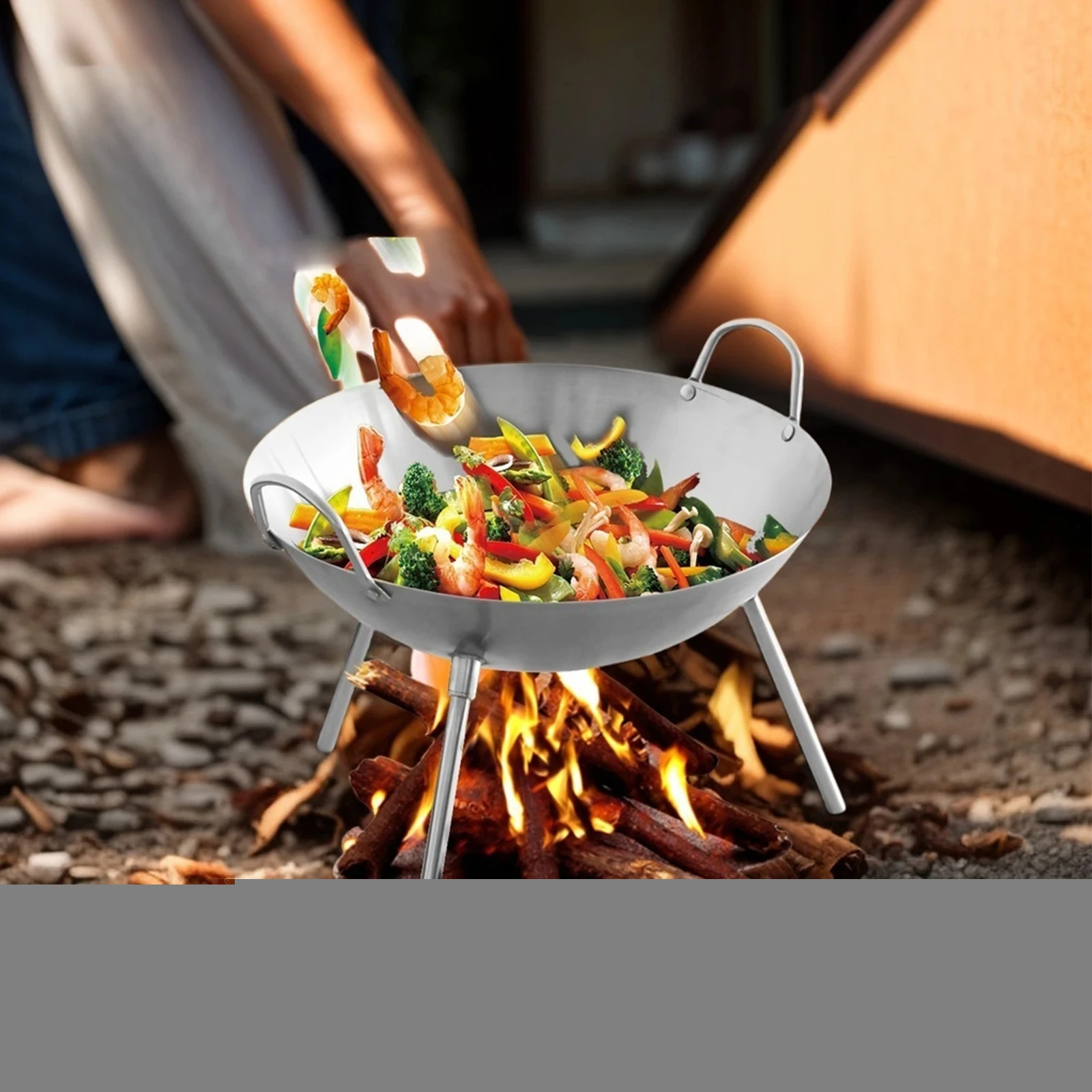 

Portable Double Ring Power Camping Wood Stove Metal Stove with Removable Legs for Picnic Equipment