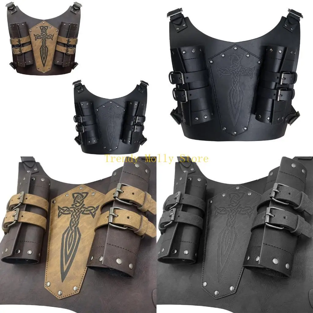 

N5KB Средневековый держатель для мечей на спине Кожаный держатель для мечей Средневековый держатель для мечей с двойной спинкой