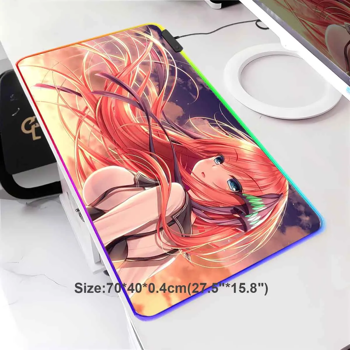 

Anime Nakano Nino RGB Backlit Mouse Pad The Quintessential Quintuplets Mouse Mat Non-Slip LED Large Mouse Pad Gamer Keyboard Mat