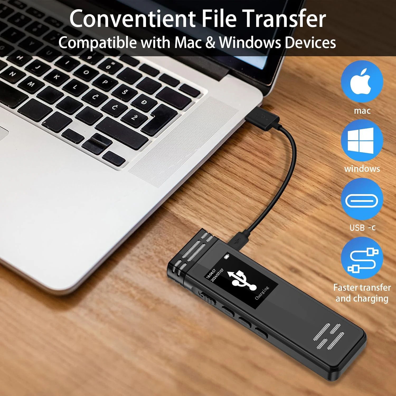 مشبك صوت USB C تنشيط مسجل صوت رقمي ، قلم ، MP3 ، تسجيل ، سريع ، REC ، Kbps ، كلمة مرور ، 32 جيجابايت ، 64 جيجابايت ، GB