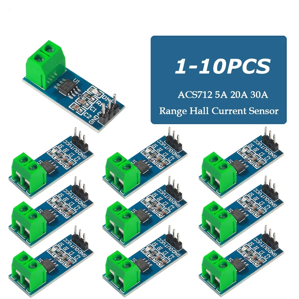 XZG 1/10Pcs ACS712 5A 20A 30A Range Hall Current Sensor Module. ACS712. Sensors Module For Arduino DIY Electronic Kit