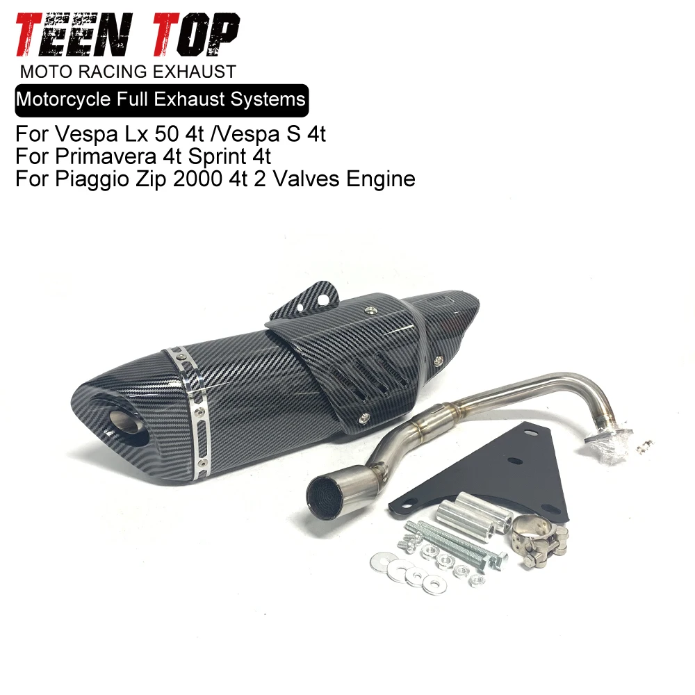 Motorfiets Volledige Uitlaatsysteem Voor Vespa Lx 50 4 t Primavera Sprint Piaggio 2000 Voorste Pijp Uitlaat Voor Vespa S 4 t Slip Op 50CC