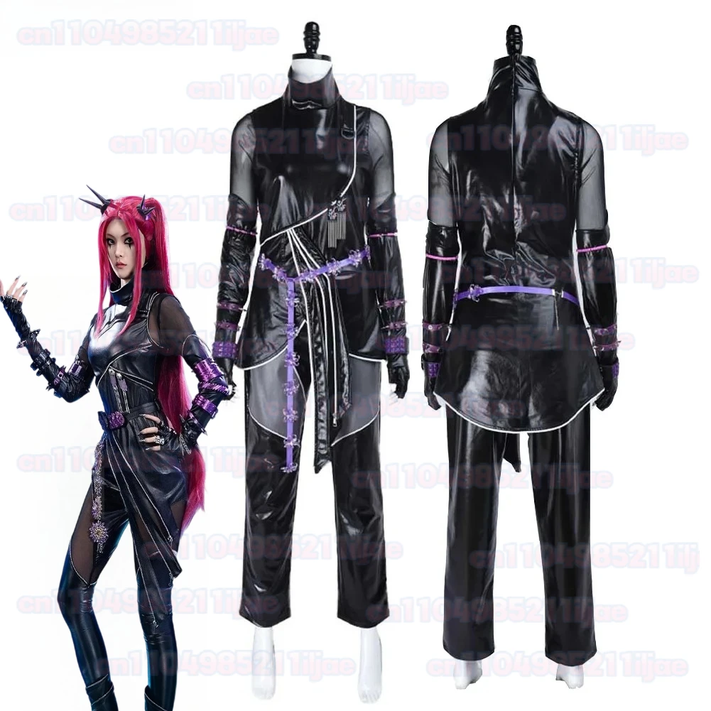 

Mira Kpop Demon Hunter Cosplay Black Jumpsuit Costume Disguise for Women Female Fantasy Bodysuit Movie Halloween Carnival Suit
