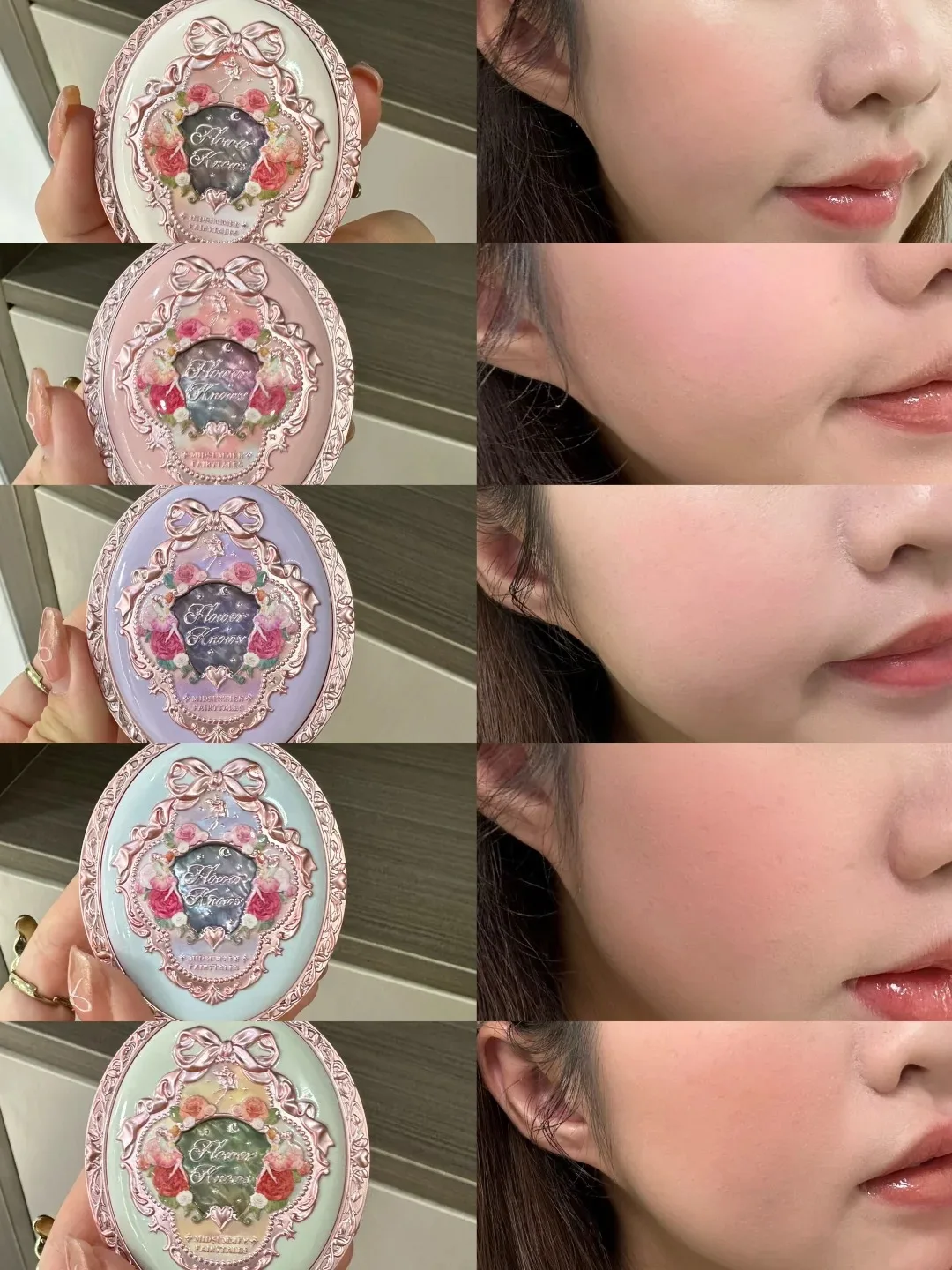 Flower Knows Set per trucco da favola di mezza estate Velluto Blush Gloss Ombretto Regalo da indossare ogni giorno senza crudeltà a lunga durata per ragazze