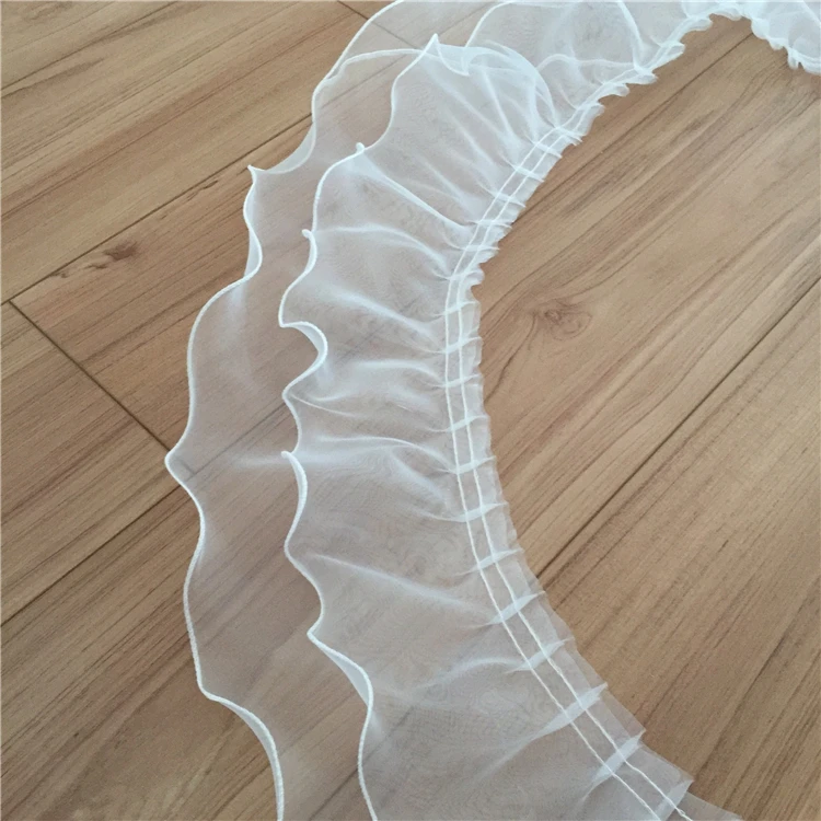 10 Yards/Packung. Hochwertige Spitze für Hochzeitskleider, doppellagiger Organza-Gürtel mit Wellenschliff, Spitzenzubehör RS24573 – Detail 9
