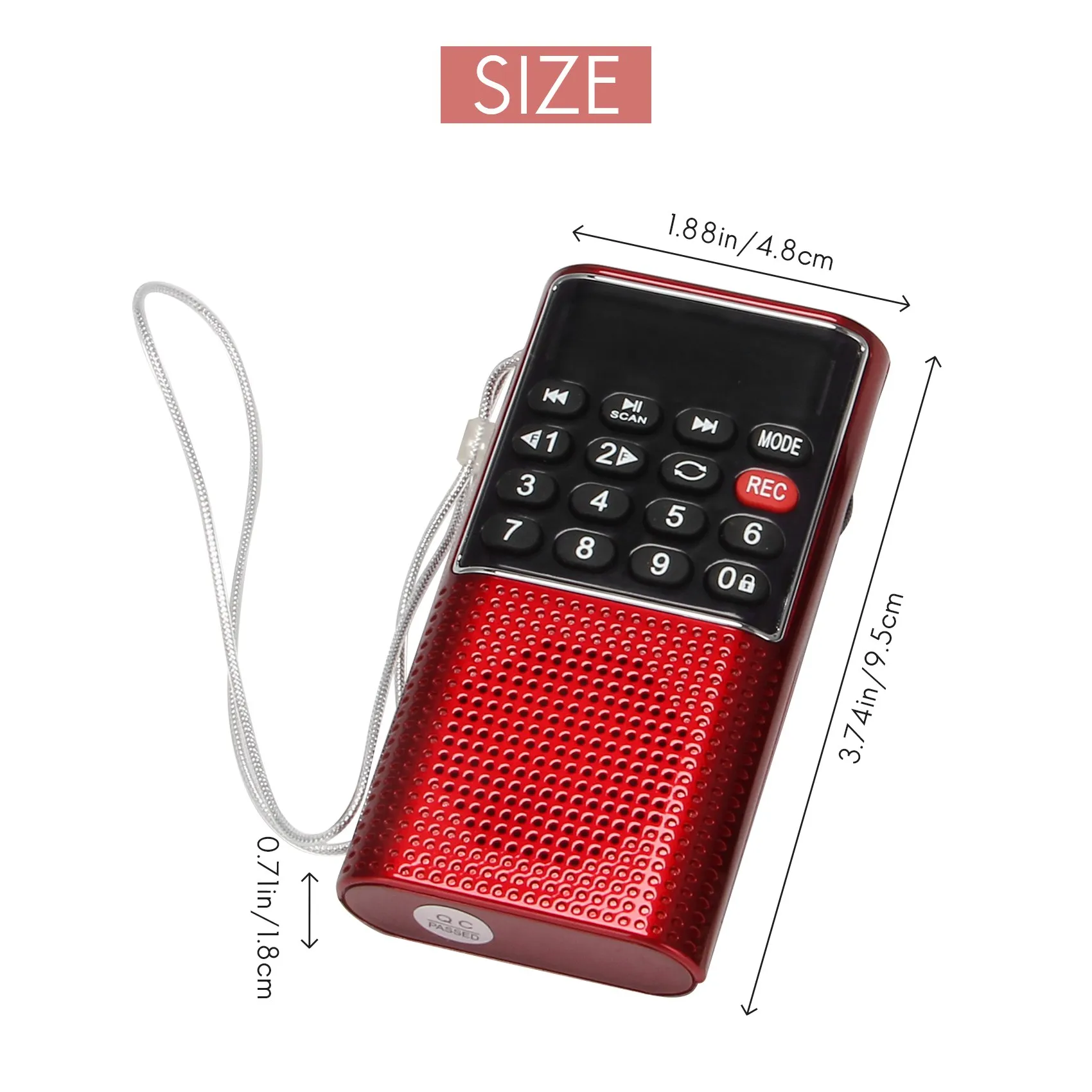 

B67CL-328 Mini Portable Pocket FM Auto Scan Radio Music Audio MP3 Player Outdoor Small Speaker with Voice Recorder
