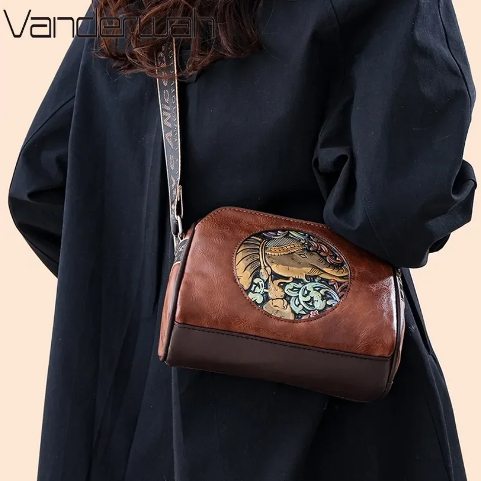 Women\'s Shoulder Bag Famous Brand Elephant Embroidered Female Messenger Bags Wallet High Quality Leather Girl Bolsas Sac A Main