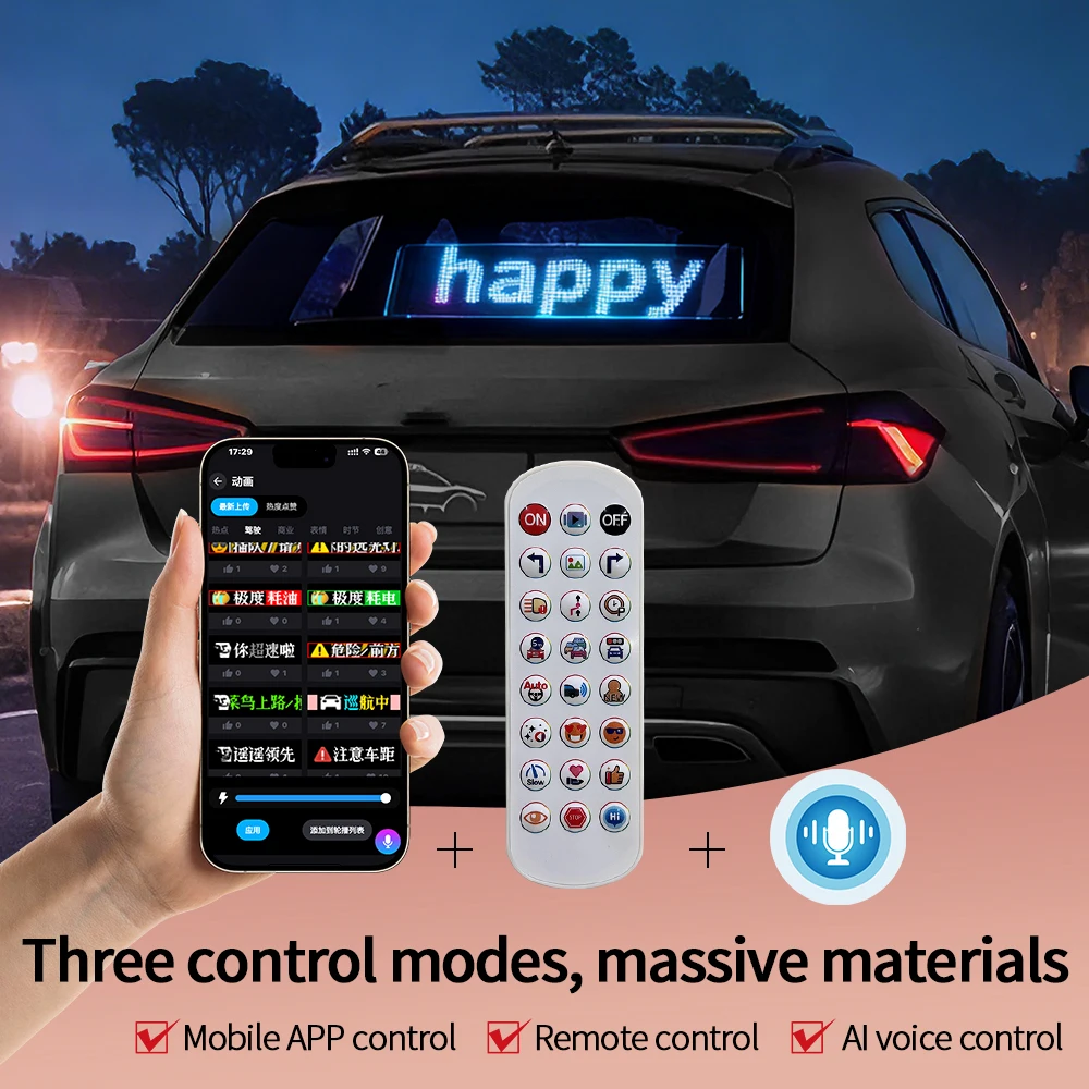 لوحة عرض LED جديدة للسيارة شاشة شفافة مرنة مع تطبيق التحكم الصوتي الذكي AI وتأثير عين الشر الديناميكي لشاحنة SUV #3