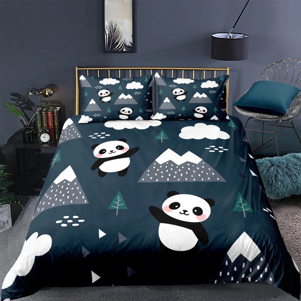 

Individuality 3D Print Cartoon PANDA Bed Quilt Cover 135X200 Duvet Cover Pillowcase King Size Bedding Set Child Girl Boy Gift