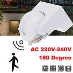 AC 220V-240V rilevatore automatico del sensore di movimento a infrarossi PIR doppia sonda interruttore della luce del movimento a induzione esterno IP65 180 gradi