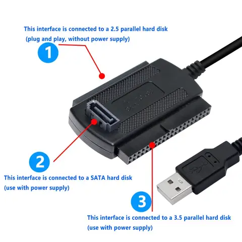 SATA to USB 3 IN 1 USB to SATA IDE Cable SATA IDE Adapter SATA IDE to USB Converter for 2.5 Inch SSD HDD Support Windows MAC OS