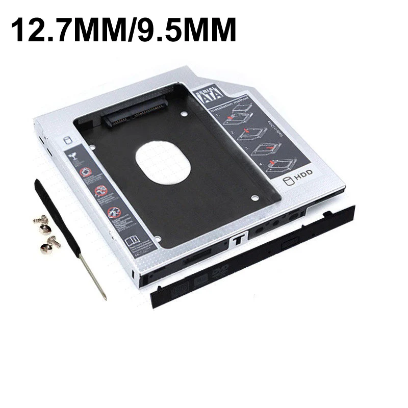 Aluminum 9.5mm 12.7mm 2nd Second HDD Caddy SATA 3.0 Case Box For 2.5