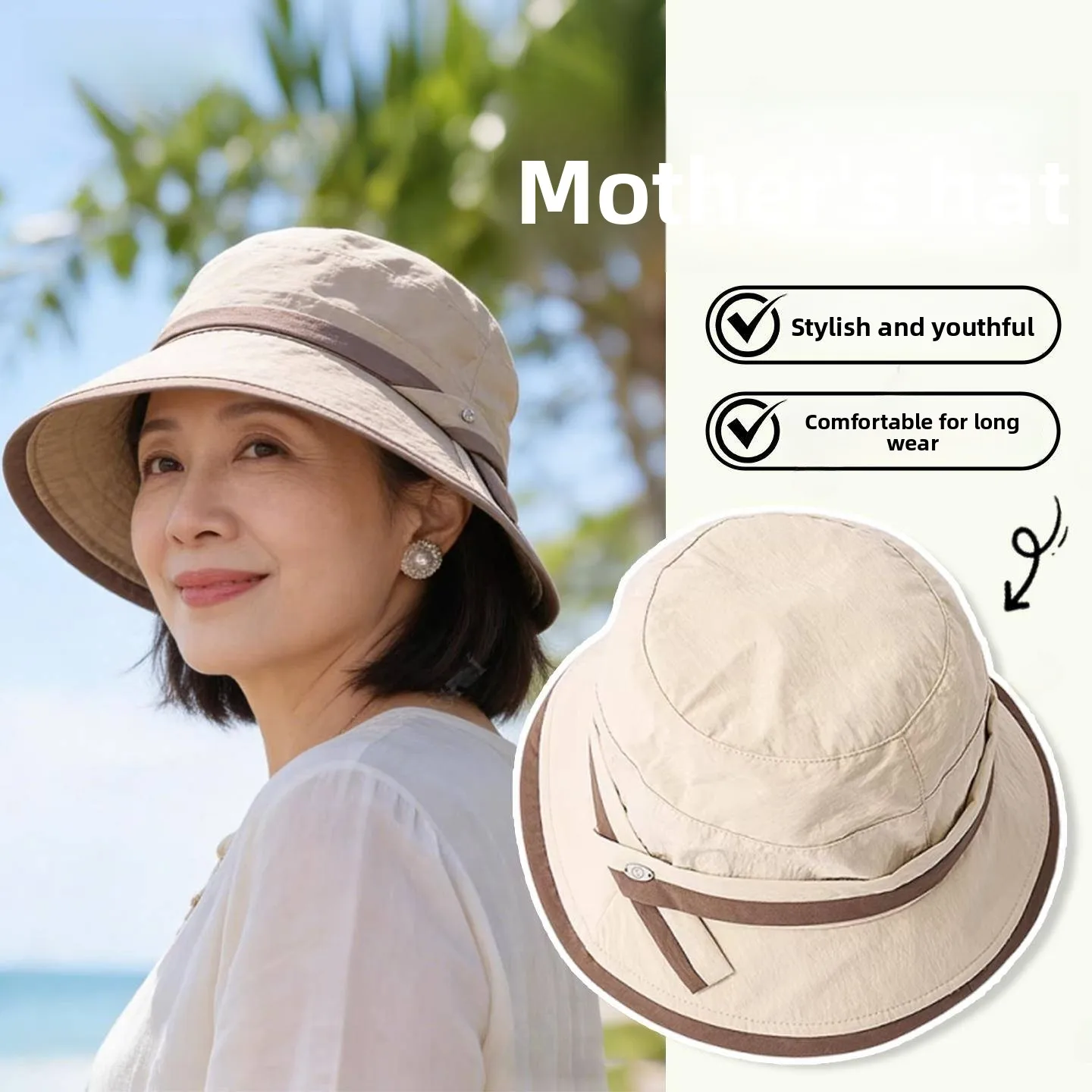 

Весна 2026: Новая кепка Sle Fierman для мам, прогулочная кепка для пожилых людей, защита от УФ-излучения, дышащий комфортный материал, для среднего возраста