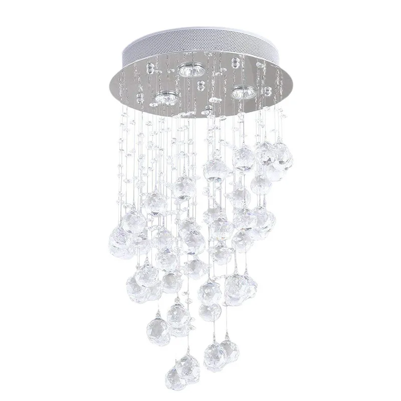 

European light luxury bedroom ceiling lamp round crystal chandelier creative personality atmosphere living room