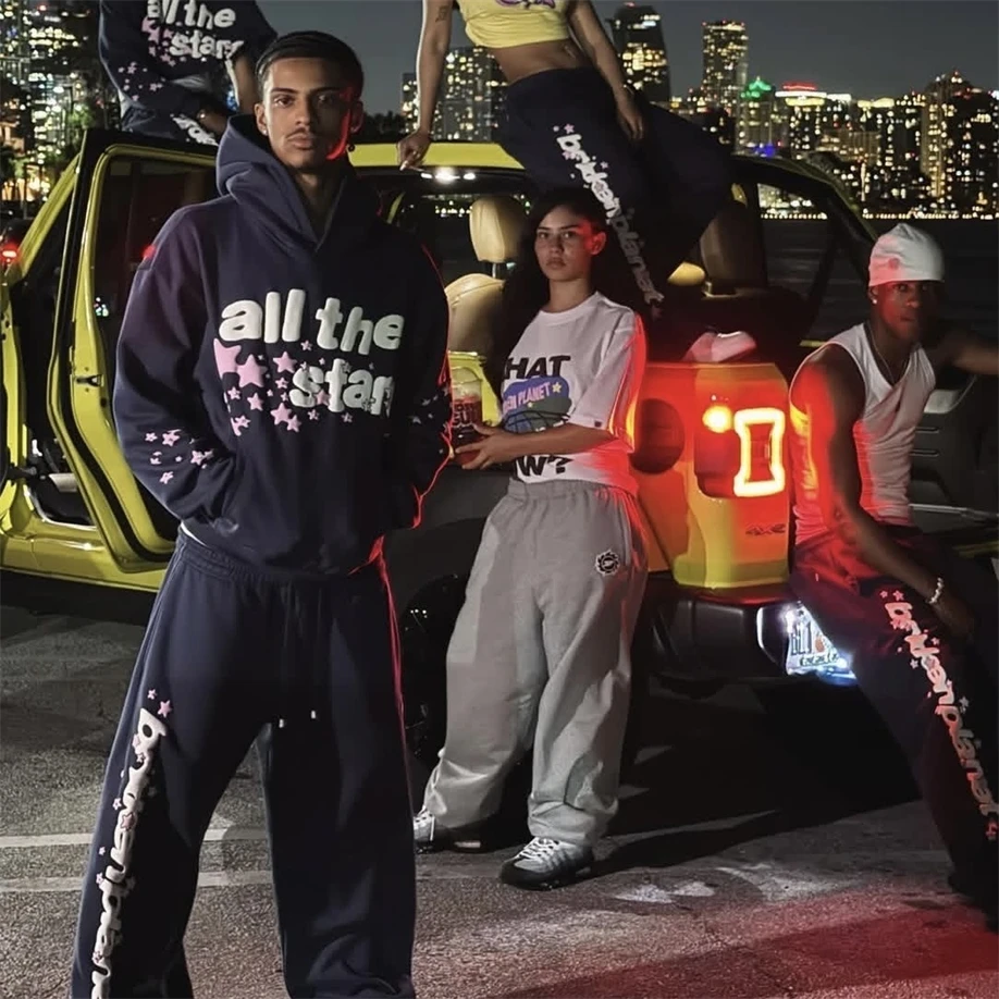 

ex Faionable Sakura Star Pants Street Sle Asymmetric Wear Resistant Long Straight Leg Pants for Ages 25-29