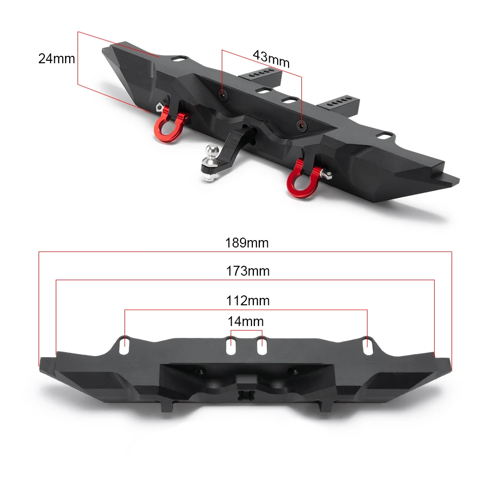 AXSPEED Metal przedni i tylny zderzak z oświetleniem LED mocowanie wciągarki do 1/10 TRX-4 TRX4 gąsienica RC części do ulepszenia samochodów