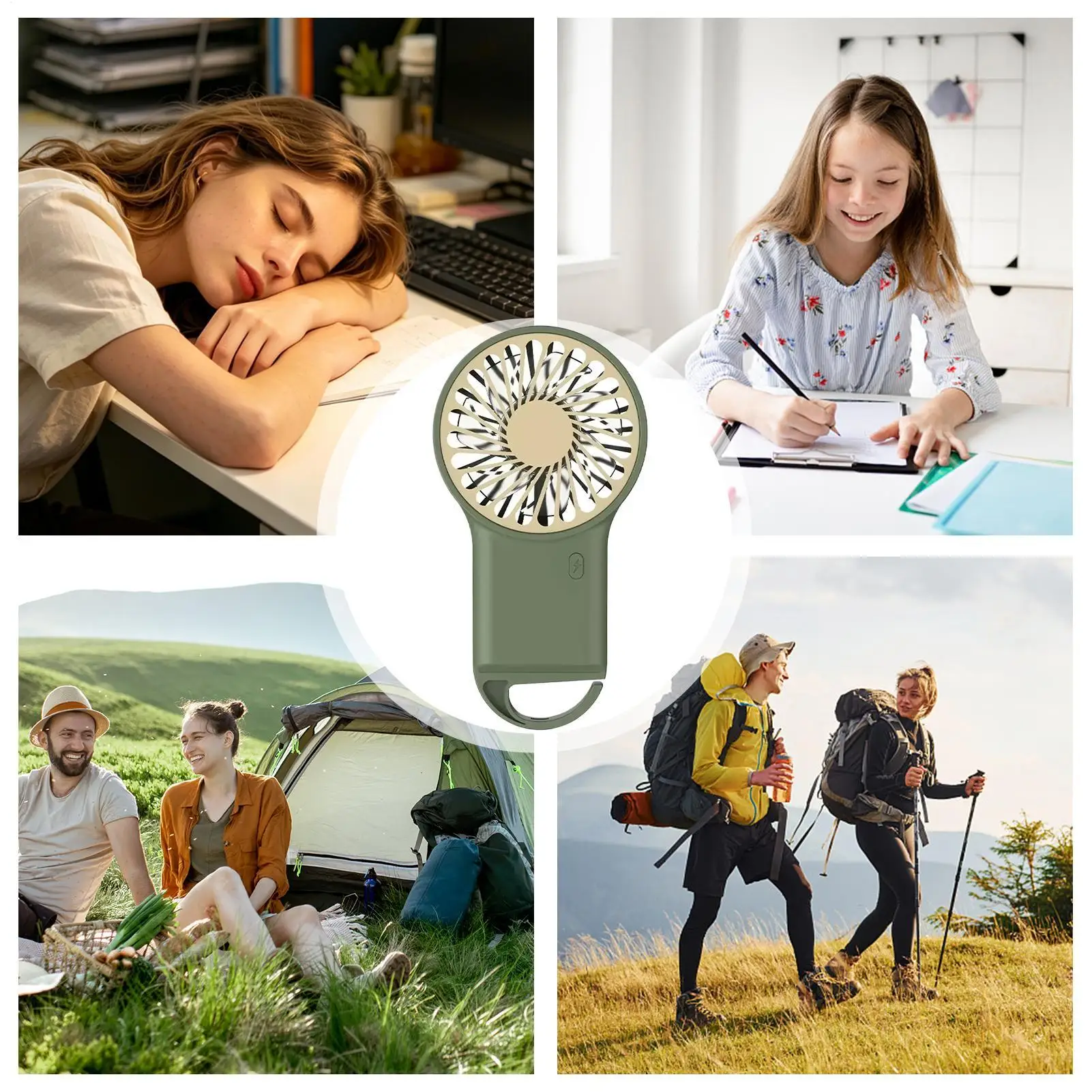 Handheld Mini Fan USB Rechargeable 3 Speeds Adjustable Cute Small Table Fan for Indoor Outdoor Home Office School Travel view 2