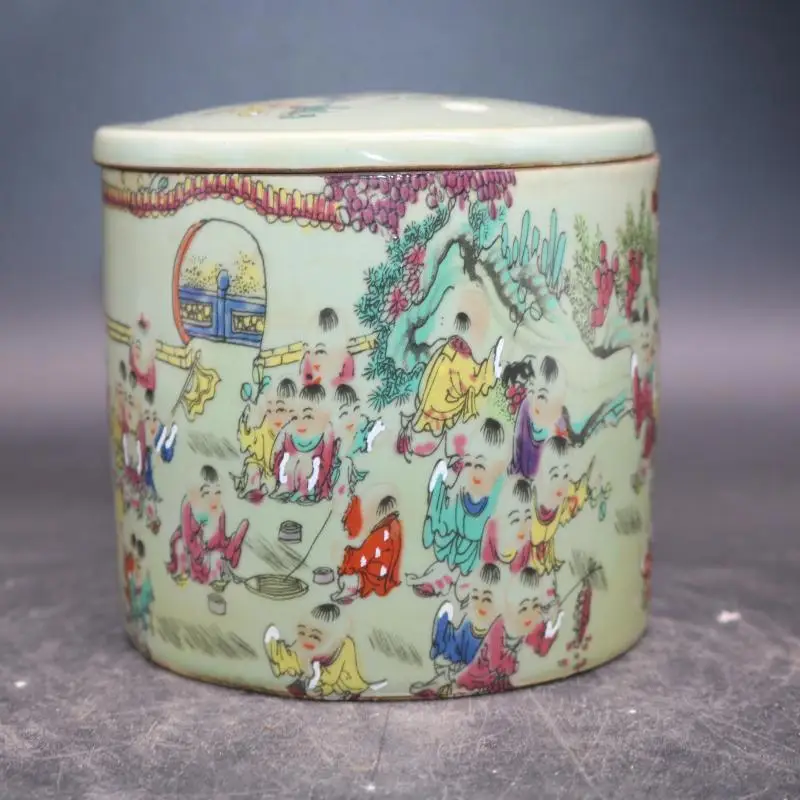 Chinese Famille Rose Porcelain Jar Qing Qianlong Kids Pattern Pot 4.33 inch