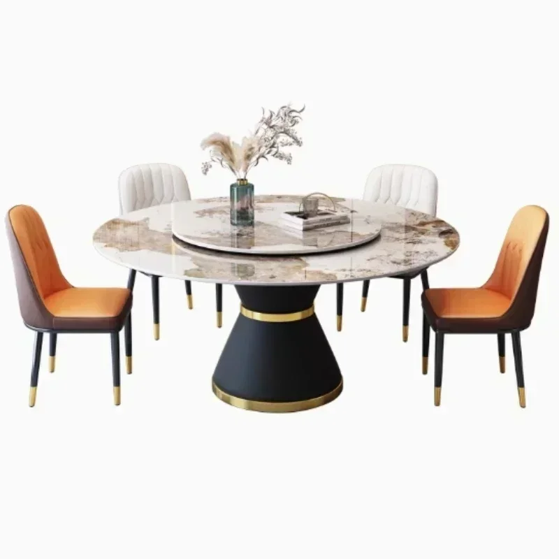 LSRound Sliding Table Luxury Table Stainless Steel Kitchen Islands Transparent Mesa Comedor Garden Furniture Sliding Dining Wash