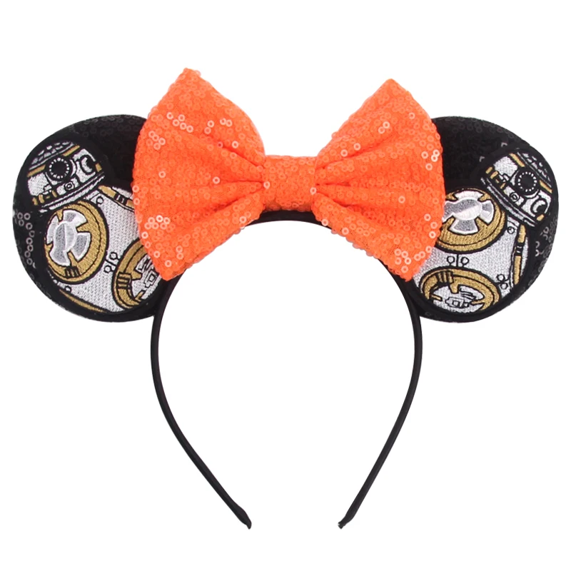 

1pc Disney Mickey Mouse Ear Hairband Astronaut Pattern Sparkle Bow Children's Hair Hoops Party Performance Prop Hair Accessories