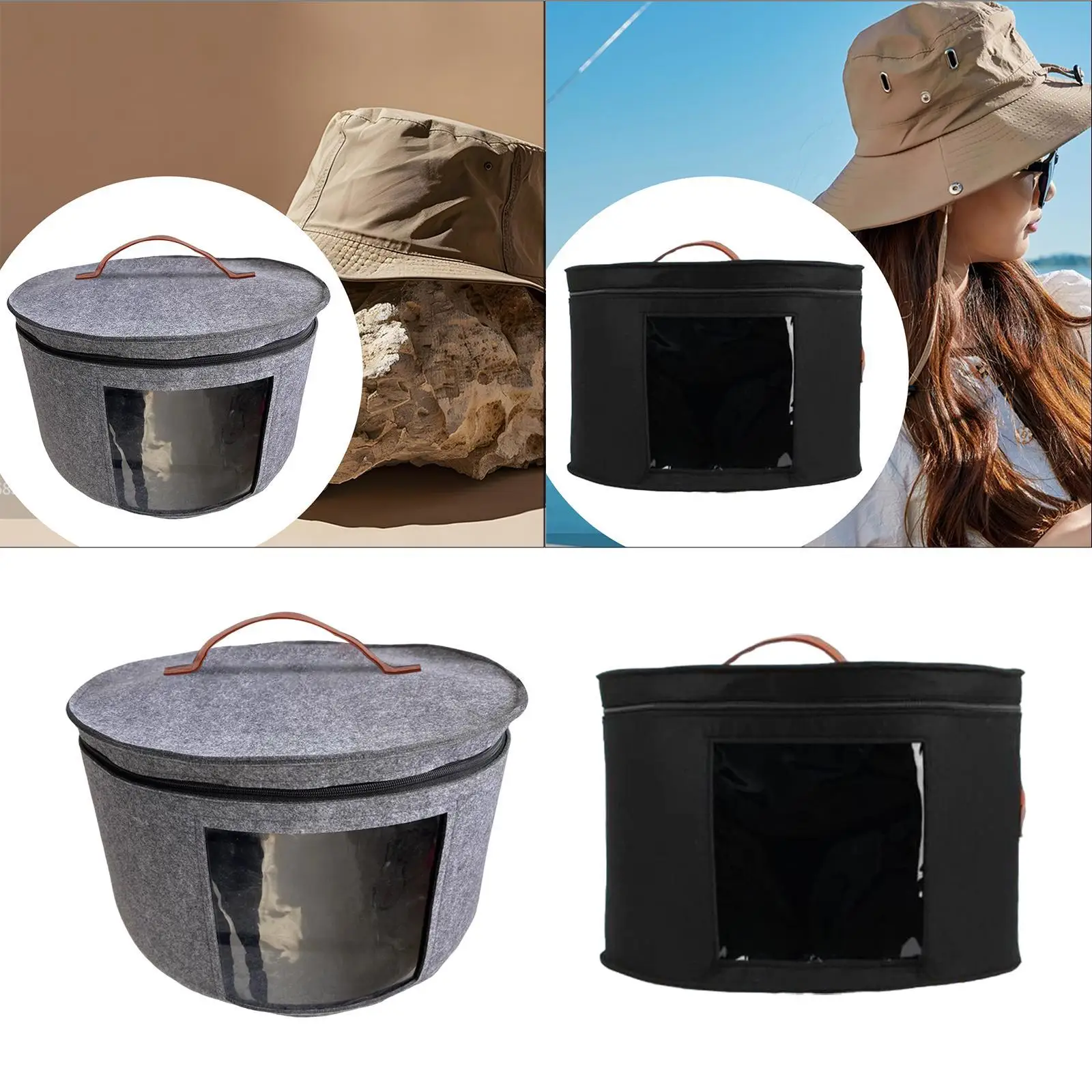

Коробка для шляп Защитная шляпа от солнца Застежка-молния с ручками для переноски Пылезащитная сумка для шляп
