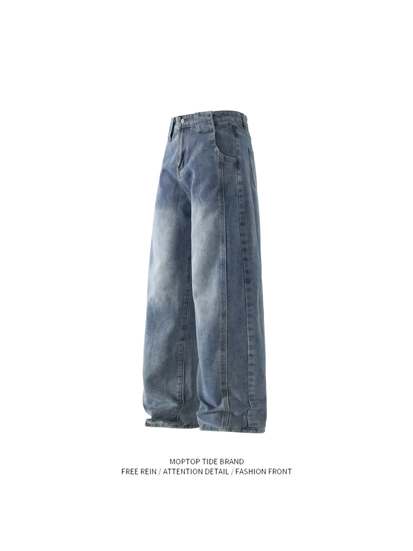

Cleanfit Casual Men's Jeans Loose Straight Leg Waed American High Street mat Long Pants Youth Faion Polyester Fiber