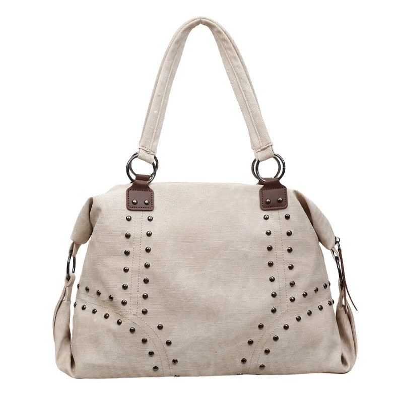 DHL30pcs Shoulder Bags Women PU Plain Large Capacity Rive Decoration Handbag