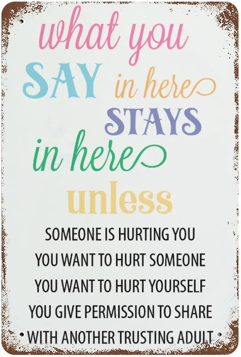 What You Say in Here Stays in Here Retro Metal Tin Sign Plaque Poster Wall Decor Art Shabby Chic Gift Suitable 8x12 Inch sign