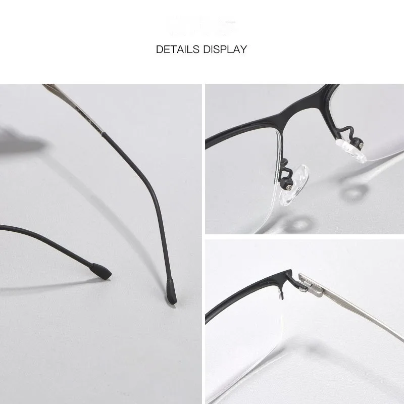 2024 New Leisure Business Myopia Glasses Frame Men Half Frame Glasses Myopia Glasses Frame Ultra Light Alloy Spring Feet P8836