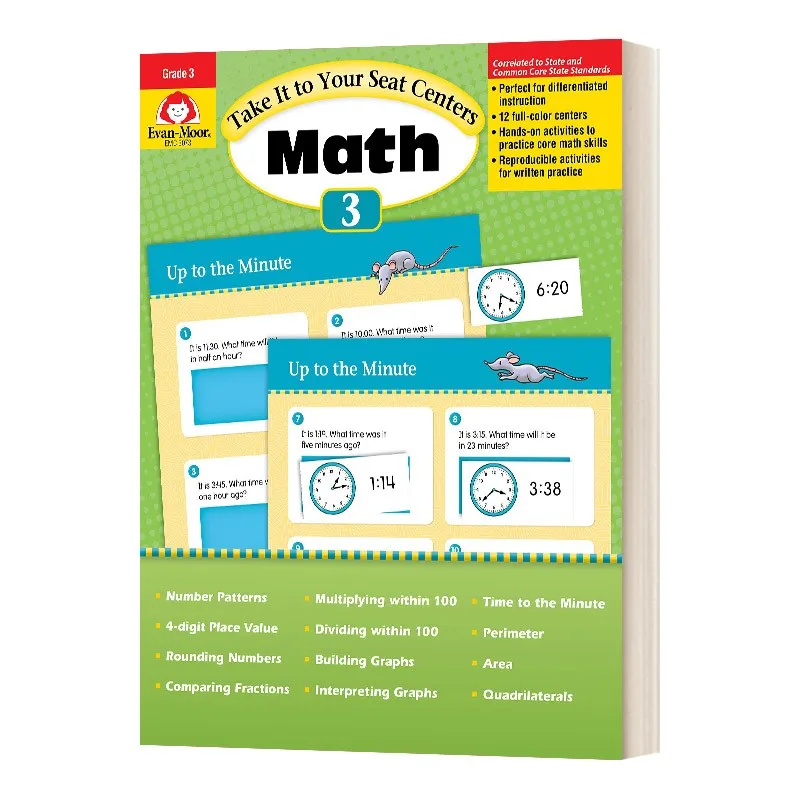 

Evan-Moor Take It to Your Seat Common Core Math Centers, Grade 3 Workbook,aged 8 9 10 11, English book 9781609637828