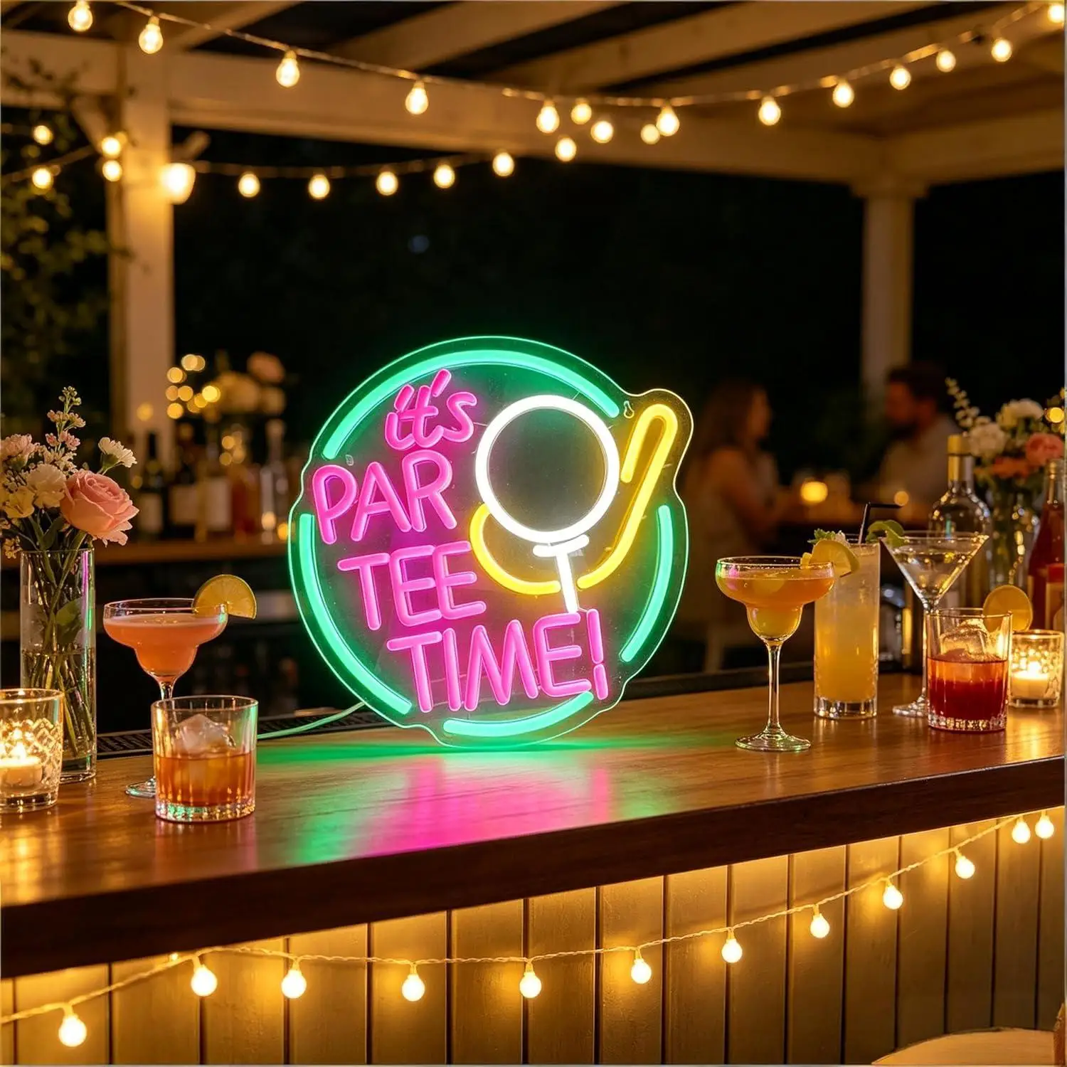 It's Par Tee Time Neon Sign USB Dimmable LED Light for Party Room Bar Golf Themed Birthday Celebration Wall Art Decor Gifts