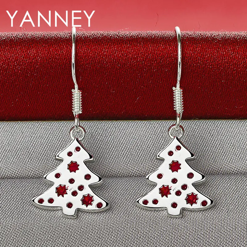 2024 New 925 Sterling Silver 28MM Fine Christmas Tree Earrings For Fashion Women Girlfriends Gifts Wedding JewelryAccessories