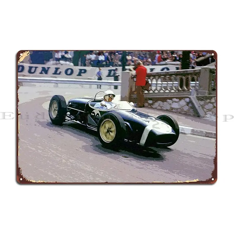 Sir Stirling Moss Powers Away From The Hairpin In The 1961 F1 Racecar Watercolor Metal Sign Designing Printing Tin Sign Poster