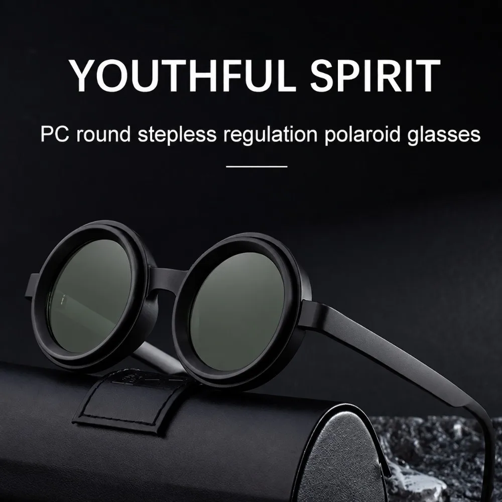 Vintage Polarizing Round Sunglasses Lightweight Rotatable Adjustable Zoom Sunglasses Elegant Convenient Stylish Sunglasses