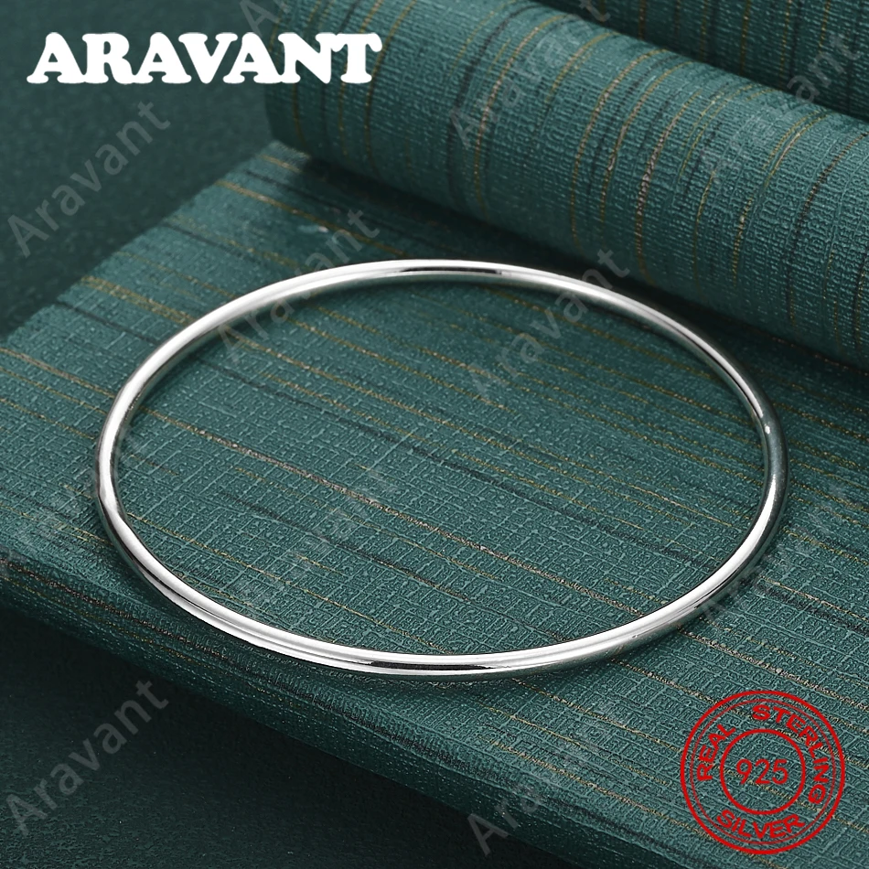 925 Sterling Silver 3mm Smooth Circle Bangle - A Unique Gift For Women, Versatile For Events And Jewelry