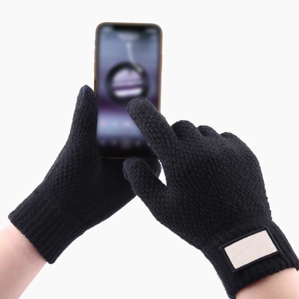 Touch compatible mens winter gloves thickened thermal knit with anti slip palm ideal for outdoor sports commuting and travel