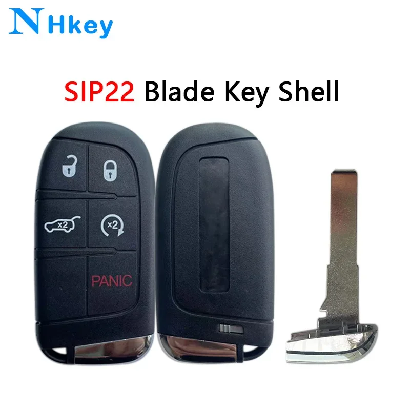 

NHkey for Jeep Dodge Renegade Compass SUV 4+1 Buttons SIP22 Blade Keyless Go Smart Remote Car Key Shell