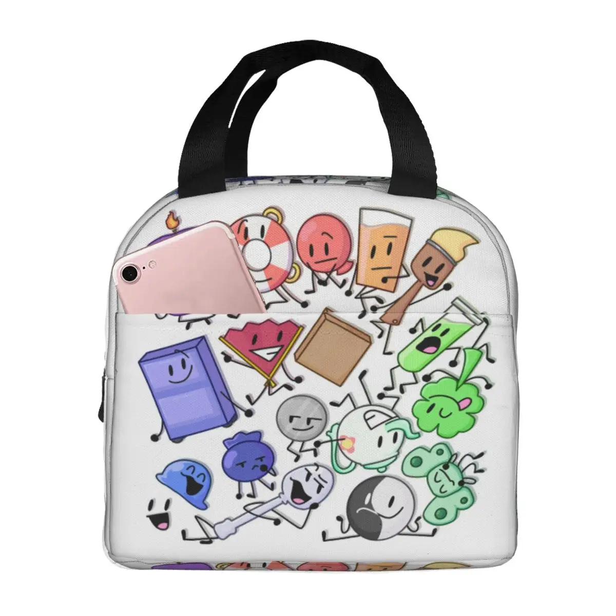 

BFDI Inanimate Battle For Dream Island Anime Insulated Lunch Bag Cooler Thermal Food Box Tote Portable Lunch Boxes Container